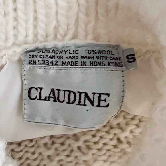 1970’s Chunky turtleneck Sweater Claudine Irish style pullover ivory fully lined - Picture 9 of 14